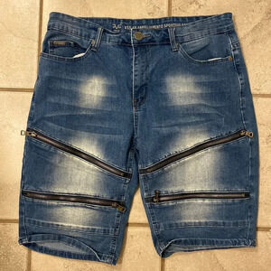 V19-69 Abbigliamento Sportivo SRL Mens W30 Jean Shorts Moto Stretch Zippers